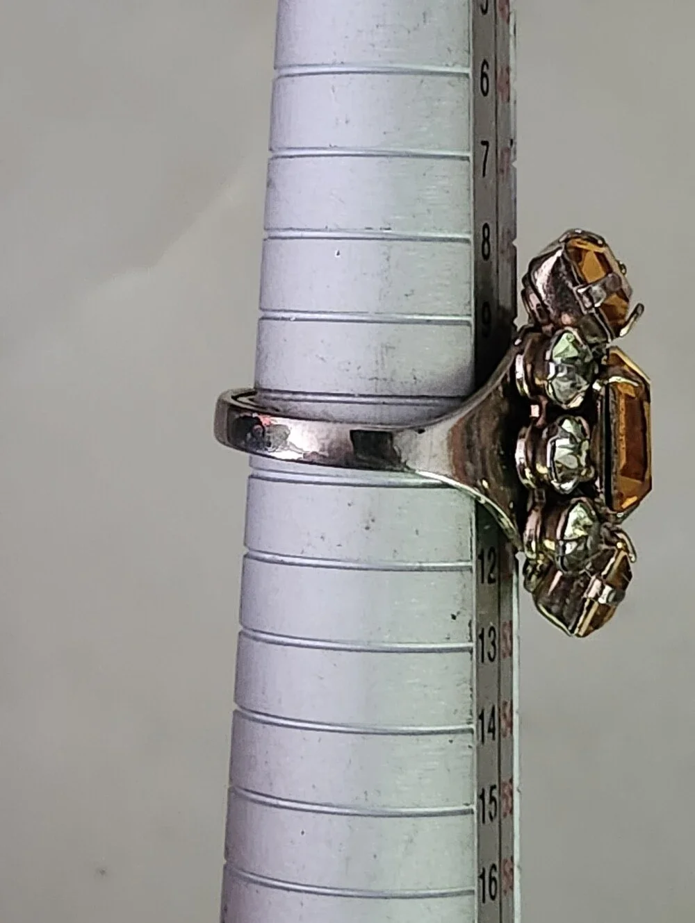 Vtg Amber Crystal Statement Ring